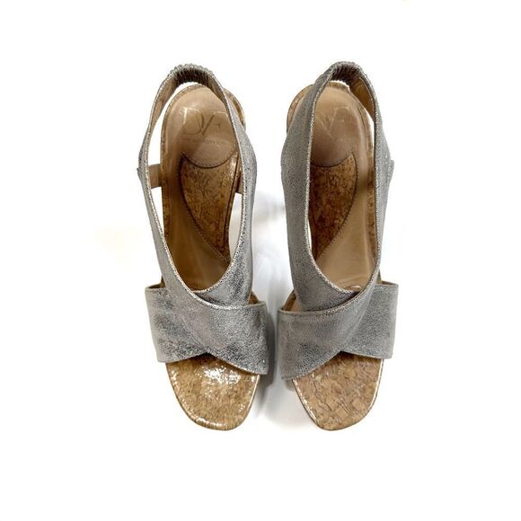 Diane Von Furstenberg  Zia Metallic Crisscross Cork Platform Sandals  Size 7.5 - Picture 3 of 16